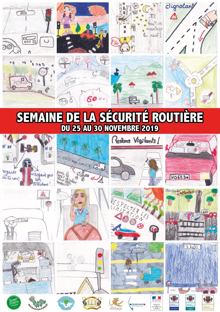 affiche de la semaine de la securite routiere realisee par les eleves du college